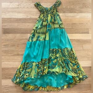 Versace Kids Dress in Turquoise and Yellow